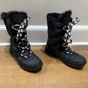 Sorel Whitney Tall Lace 2 Waterproof Cozy Black Winter Snow Boots Women Sz 7.5